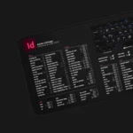 Packaging of the Adobe InDesign shortcut mat, indicating premium quality and design tailored for creative professionals.