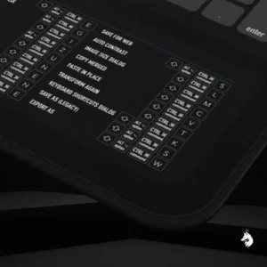 Adobe Photographer desk mat placed in a professional studio setup, enhancing workflow efficiency for photo editing projects