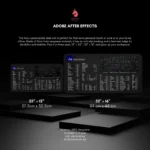 After Effects desk mat positioned with a keyboard, showcasing its practical design for designers and animators.