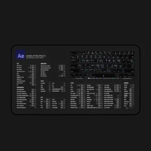 After Effects desk mat placed in a professional studio setup, enhancing workflow efficiency for motion graphics projects.