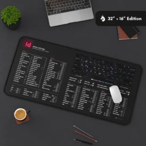Backside of InDesign desk mat featuring anti-slip material for stability during intensive design sessions.