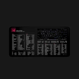 InDesign desk mat placed in a professional studio setup, enhancing workflow efficiency for design projects