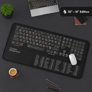 Backside of Adobe Photographer desk mat featuring anti-slip material for stability during intensive editing sessions.
