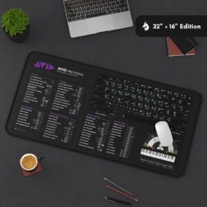 Premium packaging of the Avid Pro Tools shortcut mat, emphasizing professional studio accessory quality.