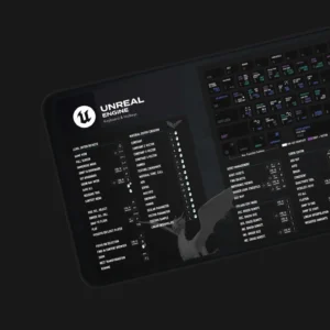 Packaging of the Unreal Engine shortcut mat, indicating premium quality and design tailored for creative professionals.
