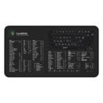 Top view of CorelDRAW Windows shortcut desk mat displaying essential design keyboard shortcuts for PC users.