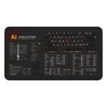 Top view of Adobe Illustrator shortcut desk mat with essential keyboard commands for graphic designers. Perfect for improving design workflow