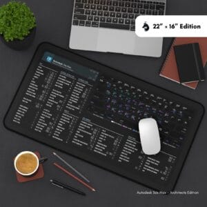 3ds Max desk mat positioned with a keyboard, showcasing its practical design for architects and designers
