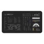 Top view of audio mixing cheat sheet desk mat displaying essential mixing references for audio professionals.