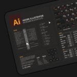 Illustrator desk mat in a modern design studio, providing quick reference to critical hotkeys and improving workspace organization.