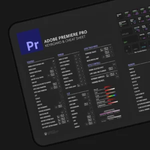 Premiere Pro desk mat placed in a professional studio setup, enhancing workflow efficiency for editing projects.