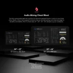 Comparison of audio mixing desk mat sizes to fit various workspace requirements in studios.