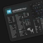 Maya desk mat positioned with a keyboard, showcasing its practical design for animators and designers