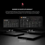 Close-up of Blender keyboard shortcut mat highlighting key functions for efficient 3D workflows.