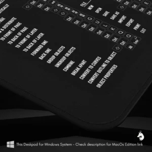 Close-up of CorelDRAW Windows keyboard shortcut mat, offering convenient access to creative hotkeys.