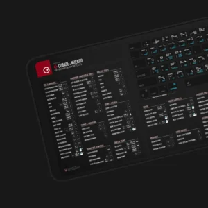 Cubase desk mat placed in a professional studio setup, enhancing workflow efficiency.