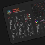 DaVinci Resolve shortcut mat in action, assisting an editor during a video editing session