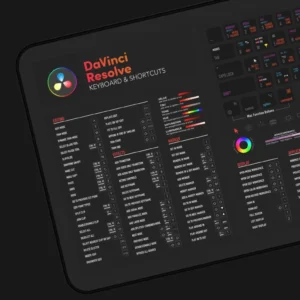 DaVinci Resolve shortcut mat in action, assisting an editor during a video editing session