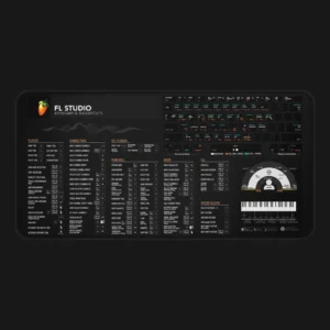 High-detail view of FL Studio hotkeys on the keyboard mat, boosting production workflow