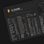 FL Studio desk mat placed in a professional studio setup, enhancing workflow efficiency for music projects.