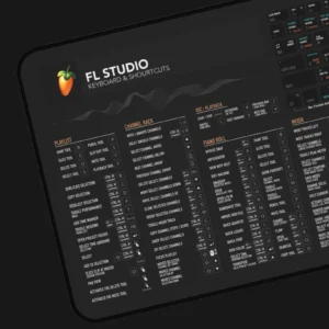 FL Studio desk mat placed in a professional studio setup, enhancing workflow efficiency for music projects.