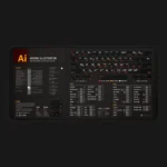 Top view of Adobe Illustrator shortcut desk mat with essential keyboard commands for graphic designers. Perfect for improving design workflow