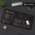 A graphic designer working on Adobe Illustrator using the shortcut mat as a reliable reference during a creative project