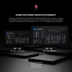 High-detail view of Photoshop hotkeys on the keyboard mat, boosting design workflow.