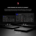 High-detail view of Premiere Pro hotkeys on the keyboard mat, boosting editing workflow