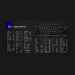 Adobe Premiere Pro shortcut desk mat overview with full command map for video editing professionals.