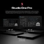Studio One Pro desk mat positioned with a keyboard, showcasing its practical design for producers and engineers