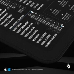 Close-up of VS Code keyboard shortcut mat highlighting key functions for streamlined development workflows