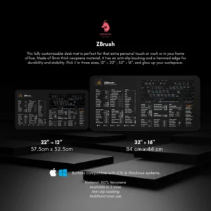 Visual texture and size guide for the neoprene-based ZBrush desk mat