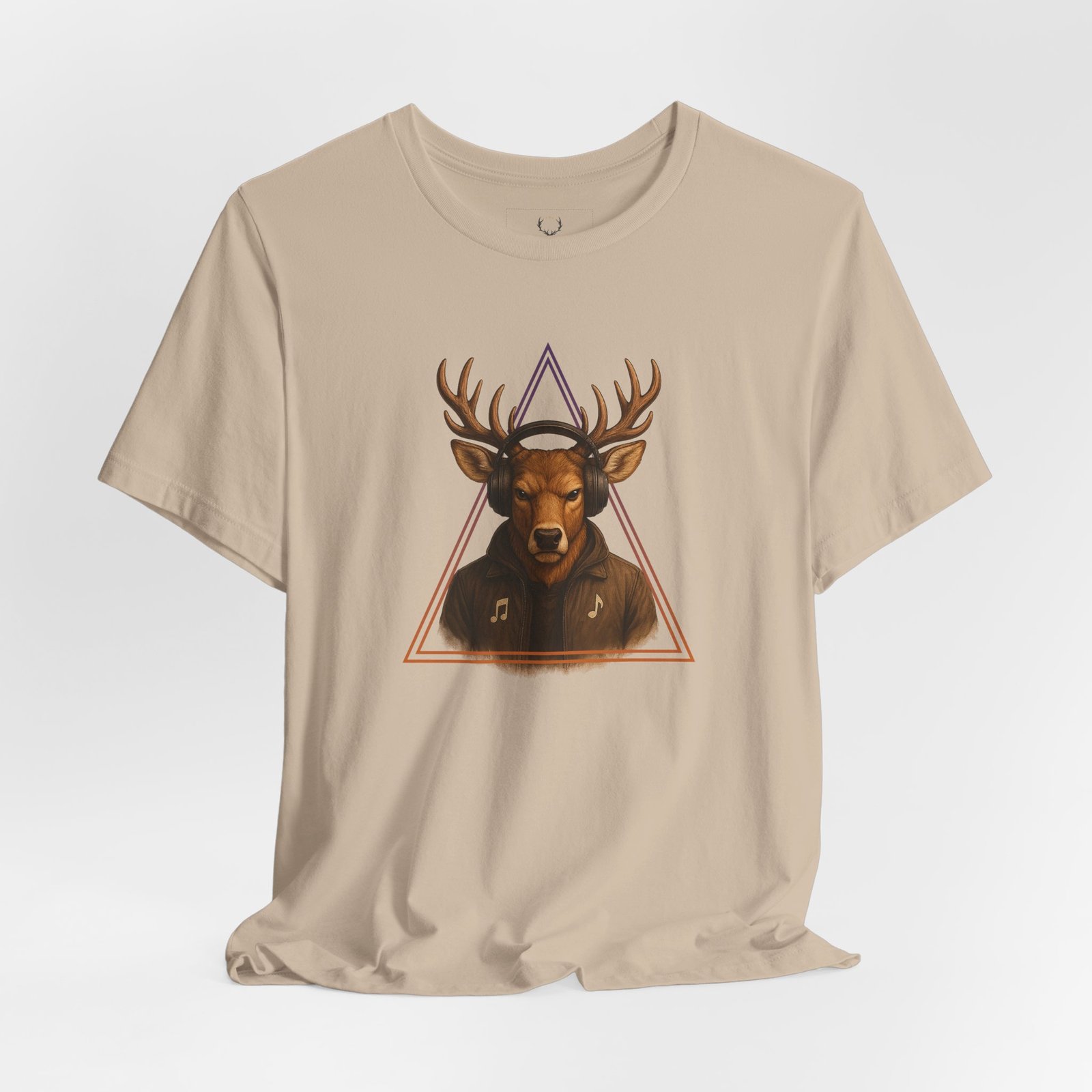 EDM DJ wearing Deer DJ Graphic T-Shirt with headphones artwork for festival style.