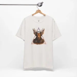 Retro-inspired Audiophile Graphic Tee with music headphone deer illustration in streetwear style.
