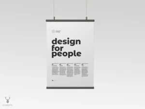 Minimalist design thinking wall art, design innovation poster, design process artwork.