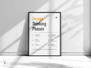 Design Thinking poster process chart for UX UI design teams.