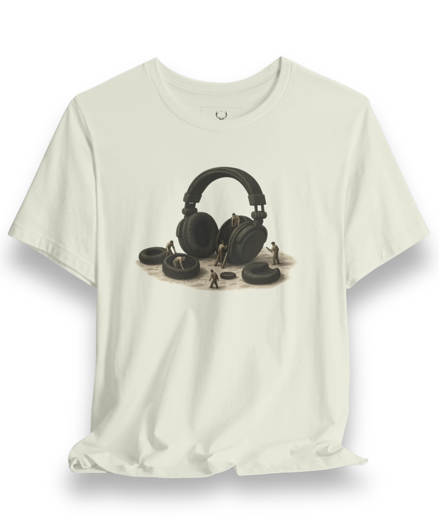 Headphone Artwork T-Shirt with bold conceptual headphone design, made for DJs, producers, and music lovers in streetwear culture.