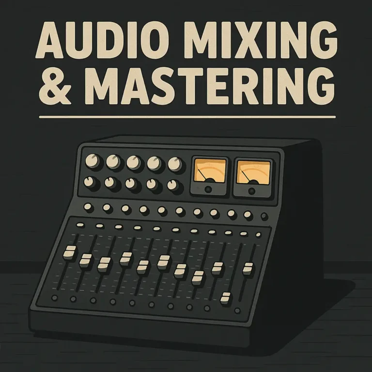 Audio Mixing Cheat Sheet for music mixing and sound mixing; clear routing, EQ, compression, and mixing and mastering steps.