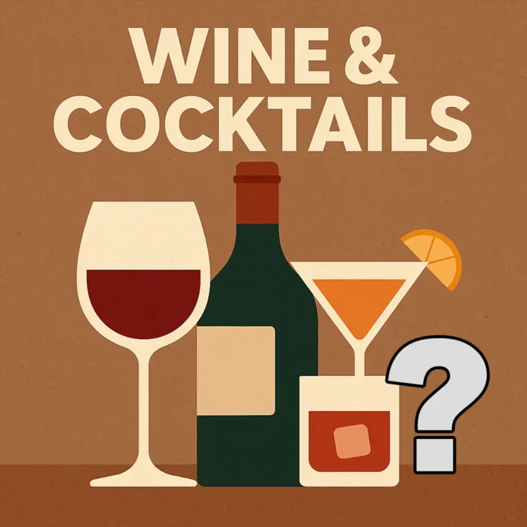 Wine color chart and cocktails guide poster.