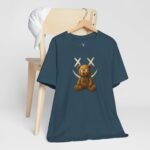 Creepy teddy bear streetwear shirt for gothic fashion and EDM festival outfits.
