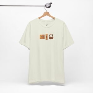 EDM Streetwear T-Shirt featuring DJ console, headphones, and gear illustration for producers and rave fans.