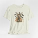 Deer DJ Graphic T-Shirt designed for EDM festivals and rave culture, featuring vinyl artwork and streetwear DJ fashion.