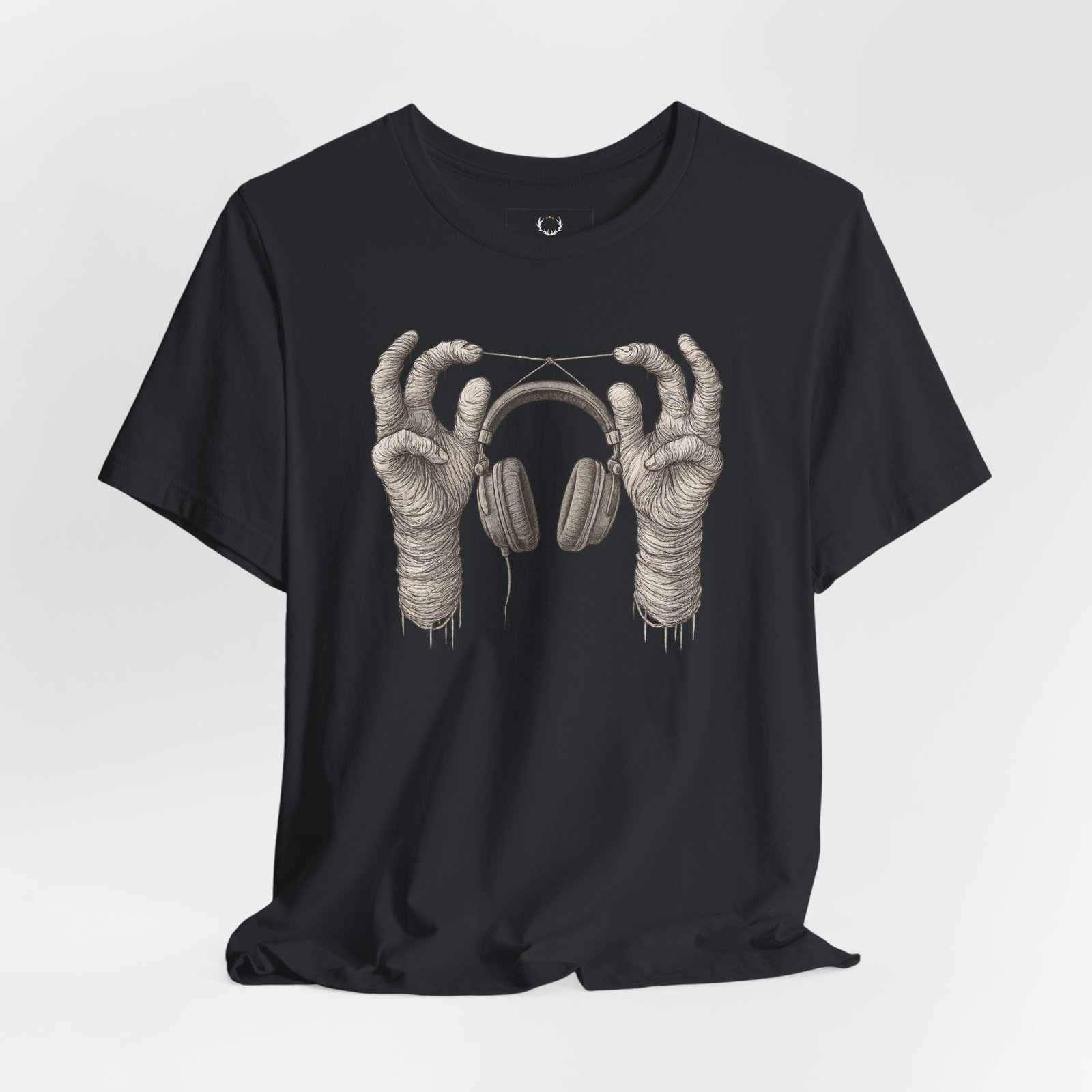 Headphones Graphic DJ Shirt for rave culture, EDM lovers, and underground music producers.