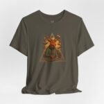 Music art fashion deer DJ shirt with cassette tape and EDM rave design, streetwear outfit for electronic music lovers.