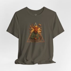 Music art fashion deer DJ shirt with cassette tape and EDM rave design, streetwear outfit for electronic music lovers.
