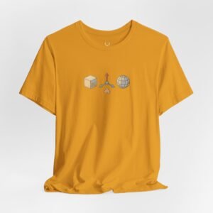 Blender-inspired 3D Designer T-Shirt with cube and axis icons for modeling, sculpting, rendering, and 3D printing artists.