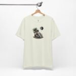 Astronaut Relaxing T-Shirt showing astronaut chilling in outer space, perfect futuristic streetwear.