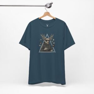 Casual outfit featuring Designer Deer Graphic Tee, styled with jeans, ideal for urban designers, festival goers, and streetwear enthusiasts.