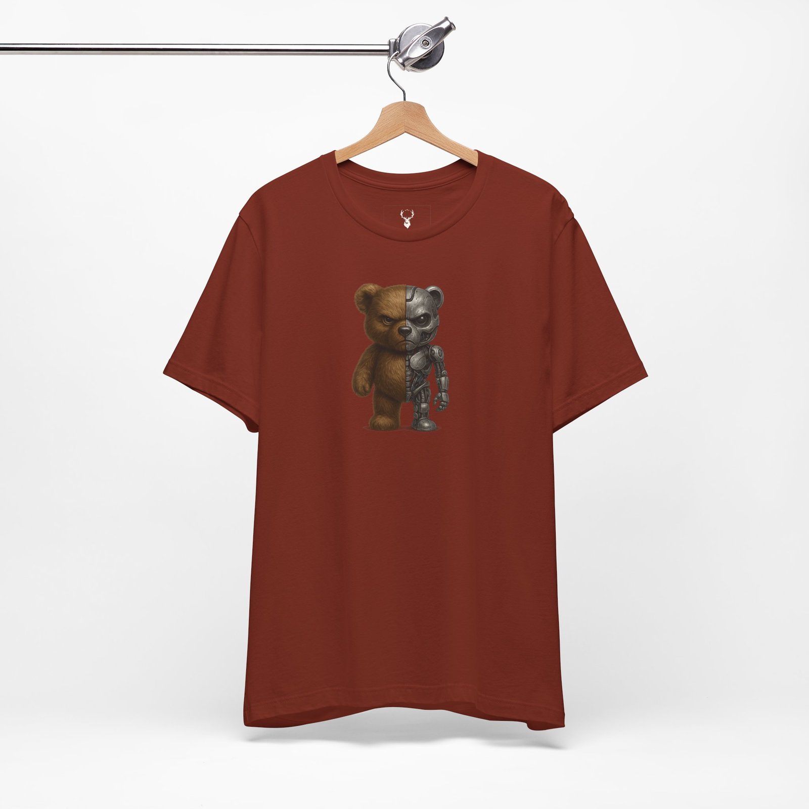Cyberpunk Teddy Bear Tee designed for EDM streetwear fashion with cyberpunk teddy artwork.